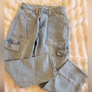 Kenzie Cargo Jeans with Frayed Hem